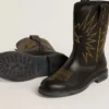 Cizme Wish Teen din piele neagră cu broderie în formă de stea galbenă