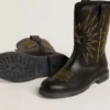 Cizme Wish Young din piele neagră cu broderie în formă de stea galbenă