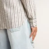 Cămășă albă din bumbac pentru bărbați, cu dungi fine de culoare burgund
