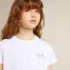 Cămășă albă și argintie cu logo și stea maxi cu sclipici argintii