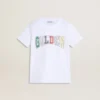 Cămășă albă pentru băieți cu imprimeu multicolor „Golden”