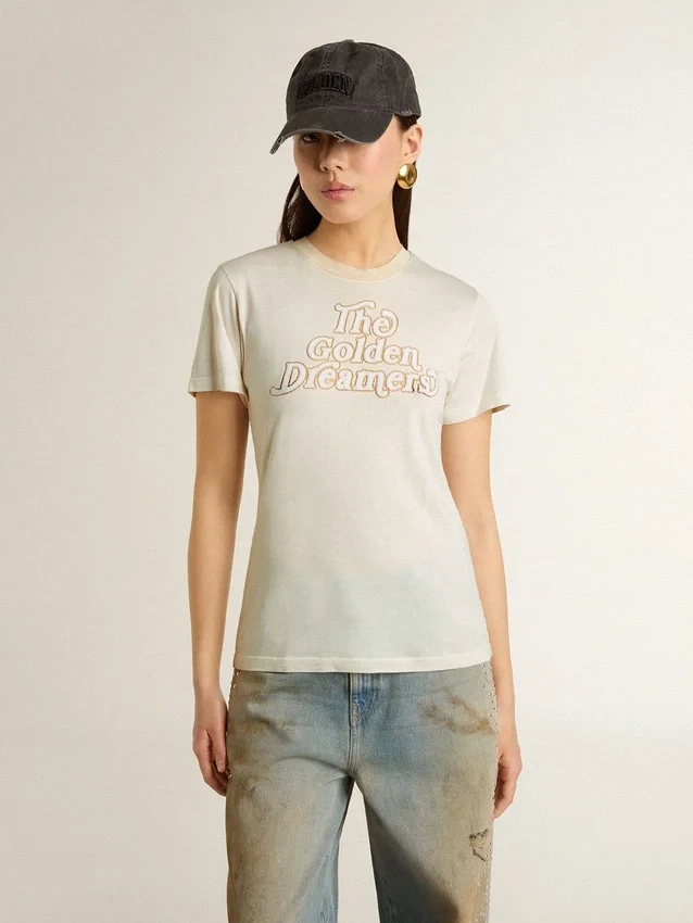 Cămășă albă pentru femei cu imprimeu pe față
