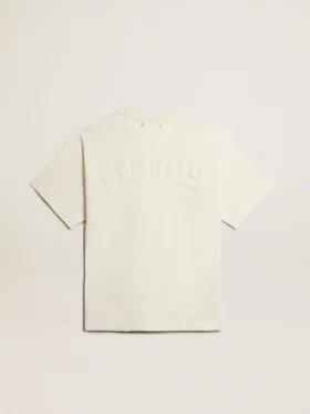 Cămășă în alb patinat cu logo inversat pe spate – Jersey Capsule