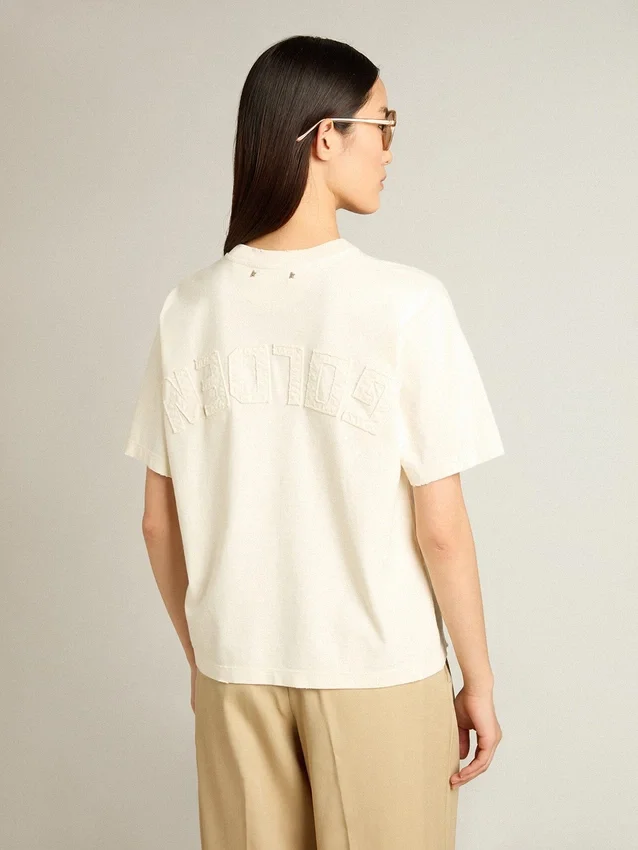Cămășă în alb patinat cu logo inversat pe spate - Jersey Capsule
