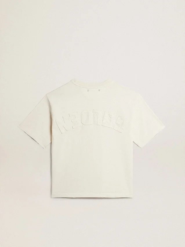 Cămășă în alb patinat cu logo inversat pe spate - Jersey Capsule