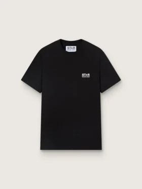 Cămășă negru pentru bărbați, cu logo și stea albe contrastante