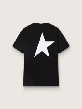 Cămășă negru pentru bărbați, cu logo și stea albe contrastante