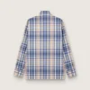Cămășă oversized pentru bărbați din bumbac cu carouri indigo și bej