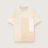 Cămășă pentru bărbați din jersey de bumbac cu efect de patchwork alb și bej