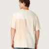 Cămășă pentru bărbați din jersey de bumbac cu efect de patchwork alb și bej