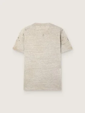 Cămășă pentru bărbați din jersey gri melanj cu imprimeu vintage
