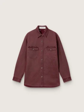 Cămășă pentru femei din denim de culoare burgund