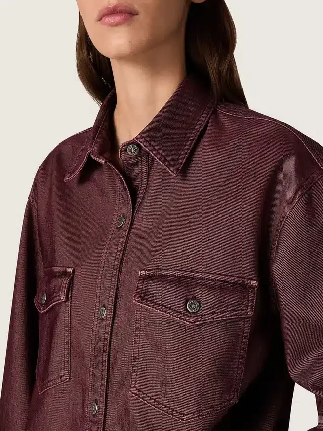 Cămășă pentru femei din denim de culoare burgund