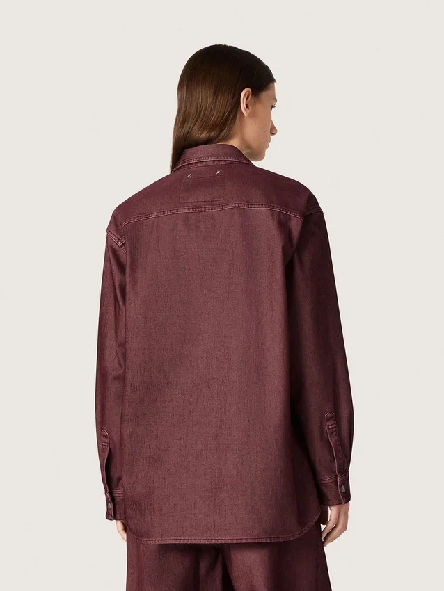Cămășă pentru femei din denim de culoare burgund