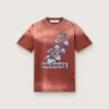 Cămășă pentru femei din jersey de bumbac de culoare ruginie, cu imprimeu floral