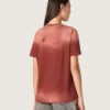 Cămășă pentru femei din jersey de bumbac de culoare ruginie, cu imprimeu floral