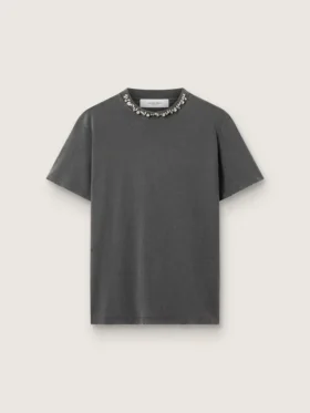 Cămășă pentru femei, gri antracit, cu cristale