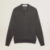 Cămășă polo cu mâneci lungi pentru bărbați, din lână merino gri