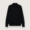 Cămășă polo cu mâneci lungi pentru bărbați, din lână merino neagră