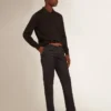 Cămășă polo cu mâneci lungi pentru bărbați, din lână merino neagră