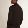 Cămășă polo cu mâneci lungi pentru bărbați, din lână merino neagră