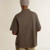 Cămășă polo din bumbac pentru bărbați, de culoare gri antracit, cu broderie