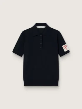 Cămășă polo pentru femei din lână merino albastru închis