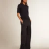 Cămășă polo pentru femei din lână merino albastru închis