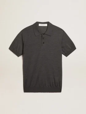 Cămășă polo pentru femei din lână merino antracit