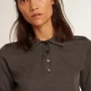 Cămășă polo pentru femei din lână merino antracit