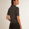Cămășă polo pentru femei din lână merino antracit