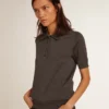 Cămășă polo pentru femei din lână merino antracit