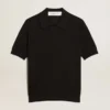 Cămășă polo pentru femei din lână merino neagră