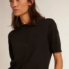 Cămășă polo pentru femei din lână merino neagră