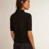 Cămășă polo pentru femei din lână merino neagră