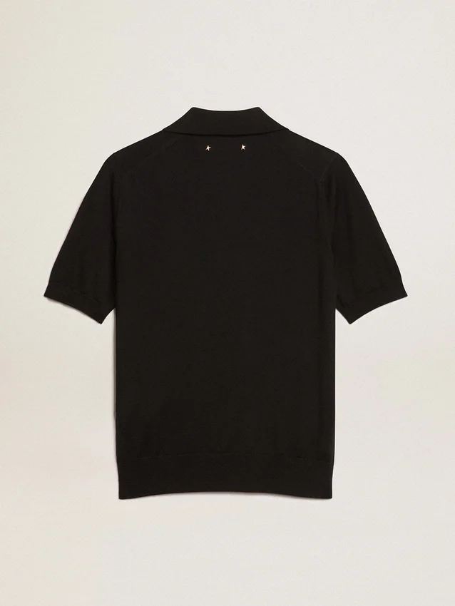 Cămășă polo pentru femei din lână merino neagră