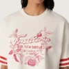 Cămășă scurtă pentru femei din bumbac alb, cu imprimeu și broderie