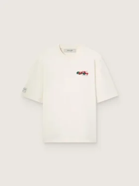 Cămășă unisex din bumbac alb, cu imprimeu și logo, din colecția Resort