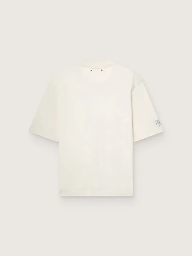 Cămășă unisex din bumbac alb, cu imprimeu și logo, din colecția Resort