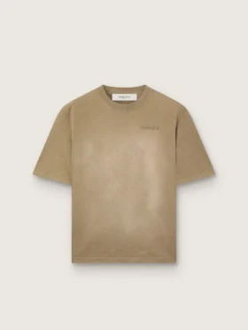 Cămășă unisex din jersey de bumbac bej cu logo brodat