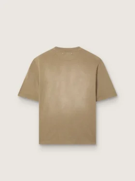 Cămășă unisex din jersey de bumbac bej cu logo brodat