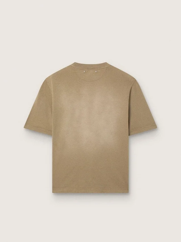 Cămășă unisex din jersey de bumbac bej cu logo brodat