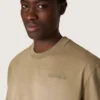 Cămășă unisex din jersey de bumbac bej cu logo brodat