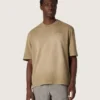Cămășă unisex din jersey de bumbac bej cu logo brodat