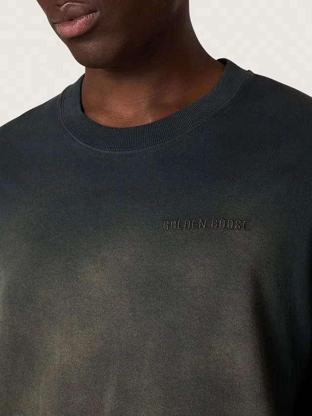Cămășă unisex din jersey de bumbac negru cu logo brodat