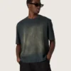 Cămășă unisex din jersey de bumbac negru cu logo brodat