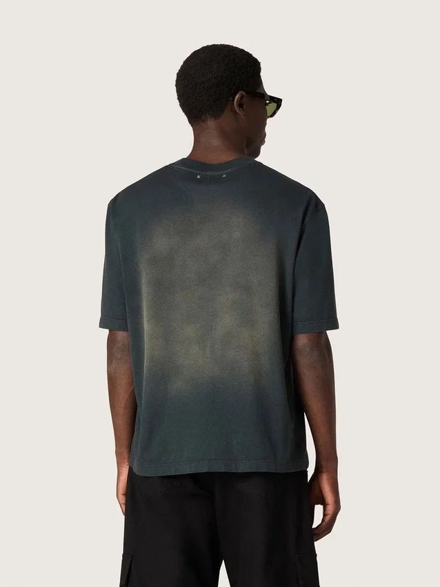 Cămășă unisex din jersey de bumbac negru cu logo brodat