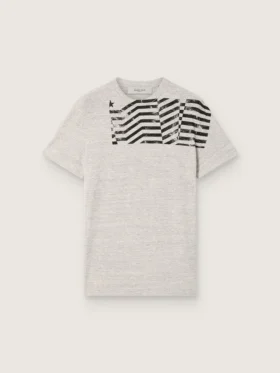 Cămășă unisex din jersey gri melanj cu imprimeu cu steag