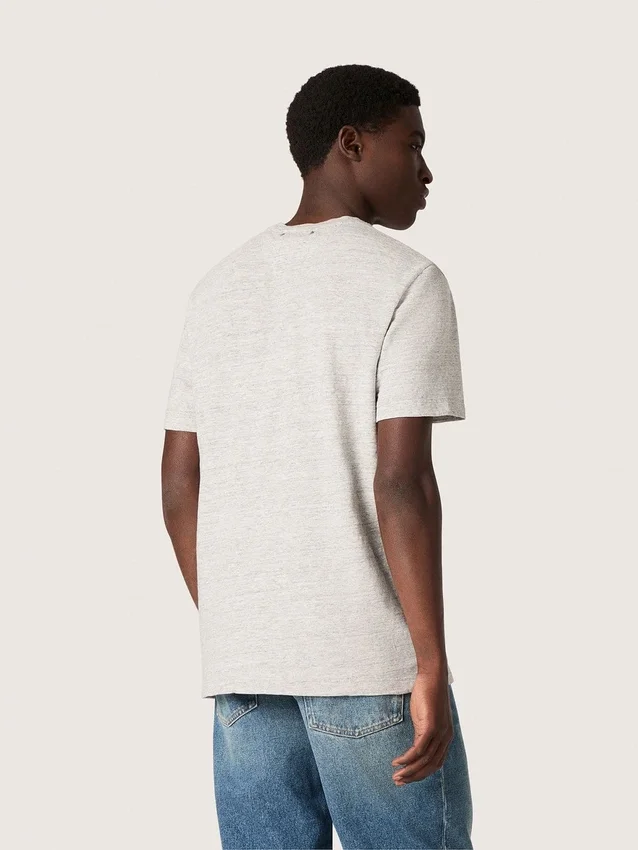 Cămășă unisex din jersey gri melanj cu imprimeu cu steag