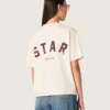 Cămășă unisex „Star” din bumbac alb, cu cristale în degrade pe toată suprafața și imprimeu pe spate